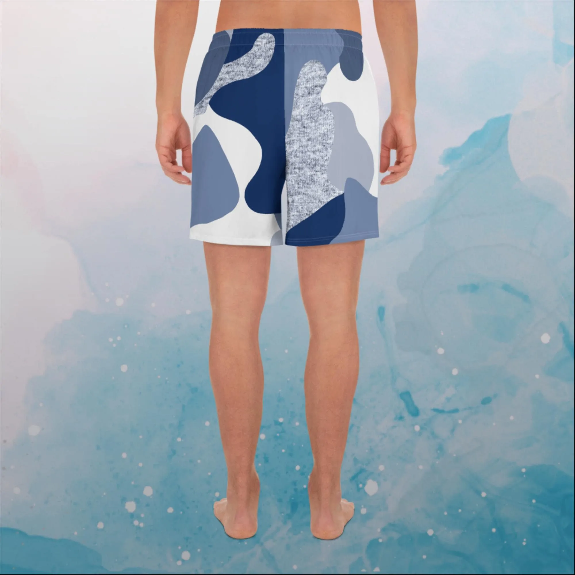 Giant Blue Camo Print Mens Recycled Athletic Shorts