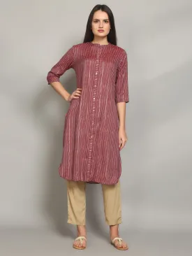 Glamorous Wine Stripe Printed Kurta