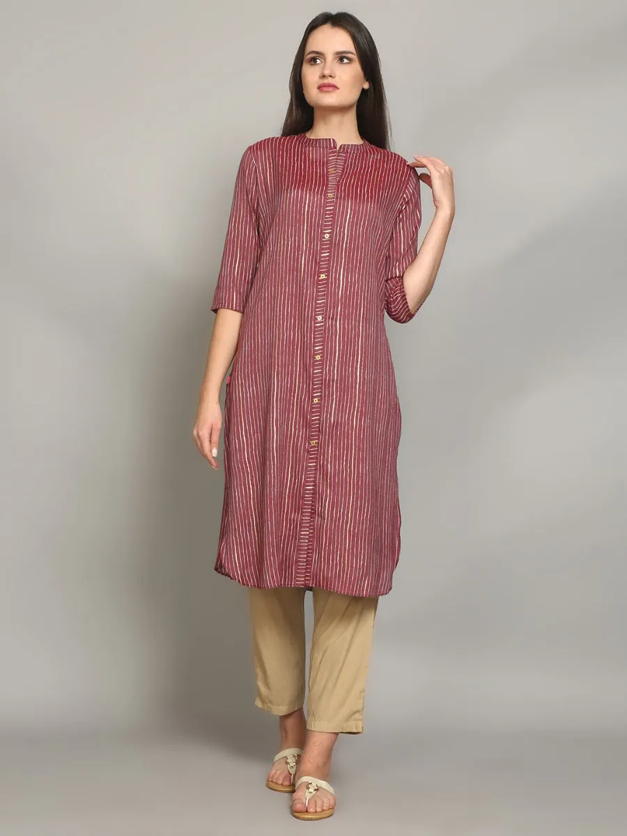 Glamorous Wine Stripe Printed Kurta