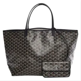 Goyard Goyardine Saint Louis Gm Black Coated Canvas and Leather Tote