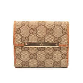 Gucci Orange/Beige/Ebony GG Canvas and Leather French Flap Wallet