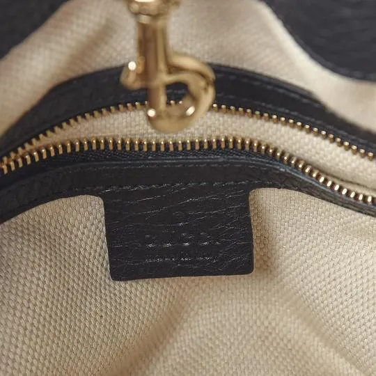 Gucci Soho Pebbled Calfskin Chain Black Leather Tote