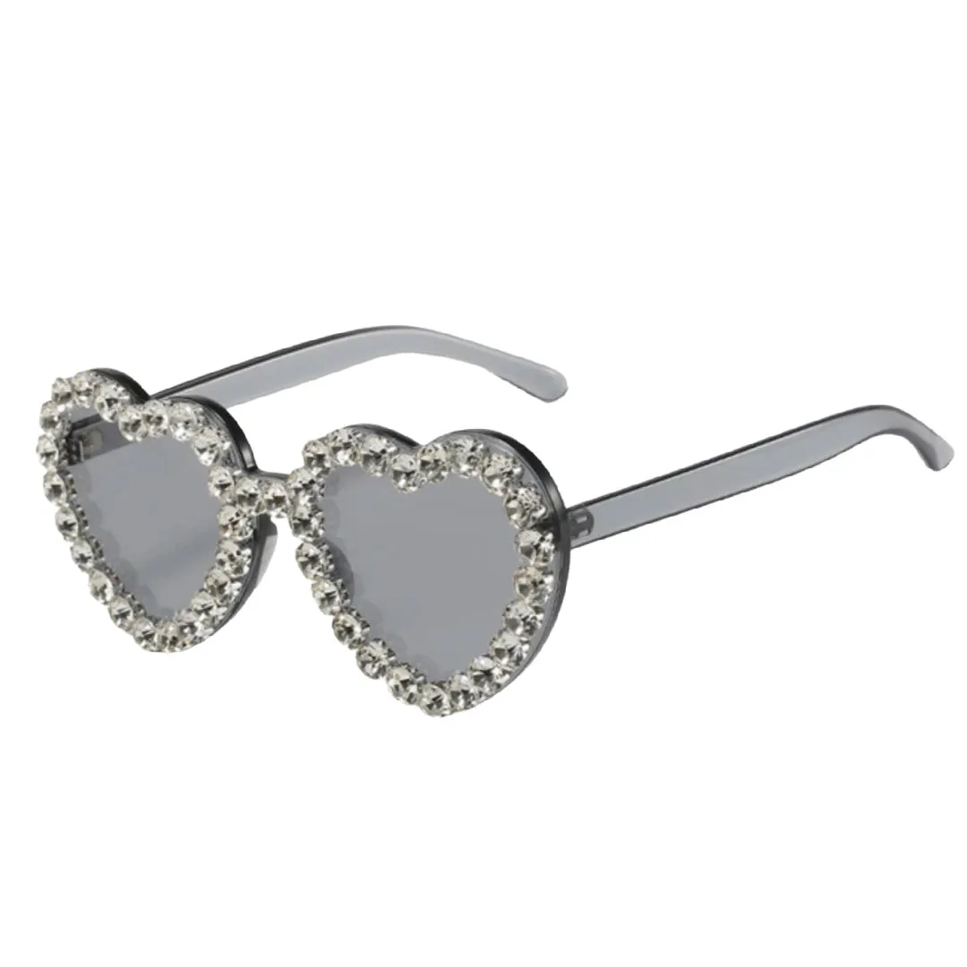 Heartsease- the Rhinestone Framed Heart Shaped Lens Sunglasses 11 Colors