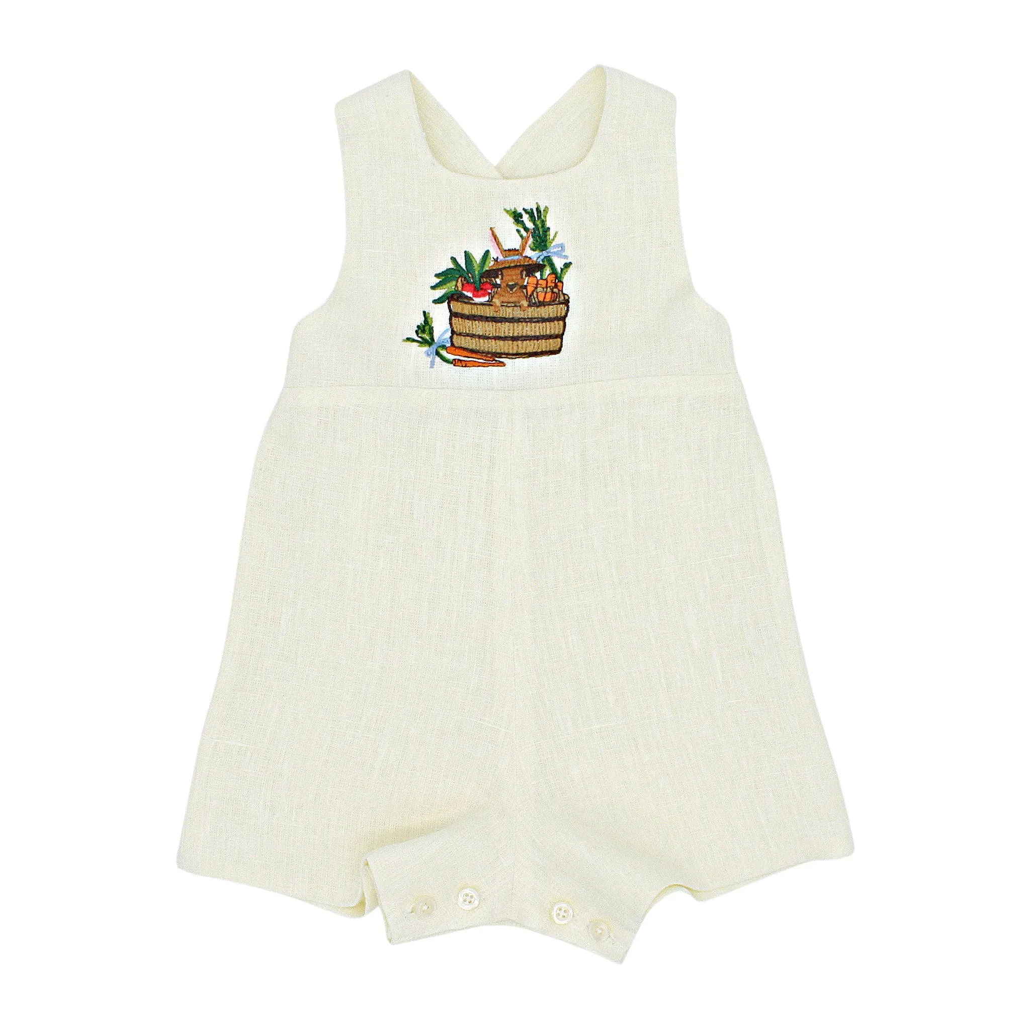 Heirloom Embroidered Linen Bunny Romper