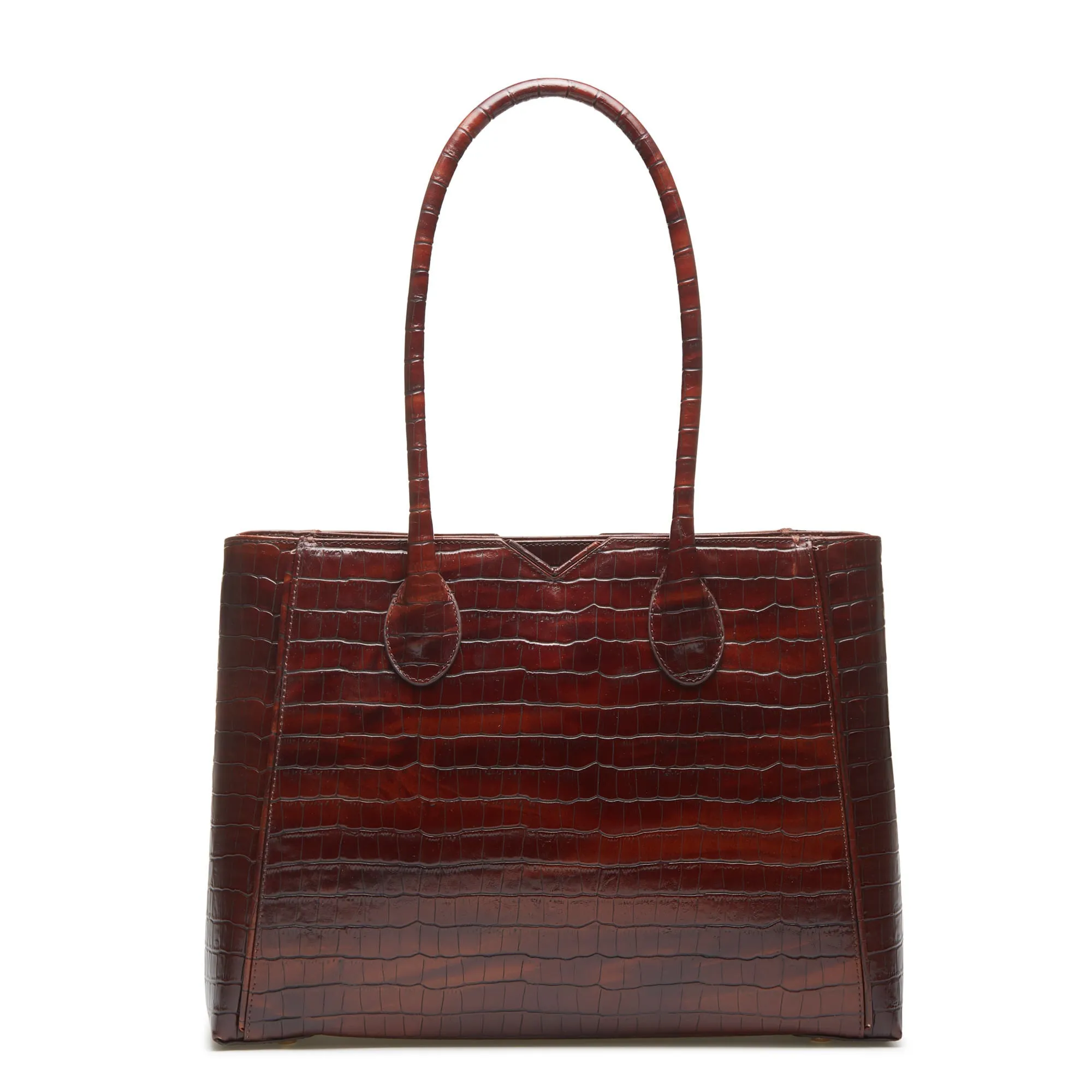 Honoré Cloe croco brown calfskin leather handbag