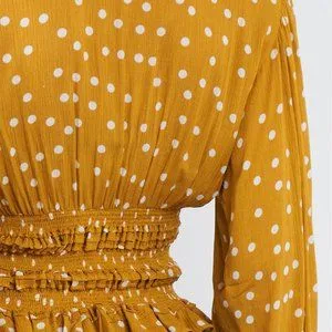 Illustrator Polka Dot Peplum Top Mustard