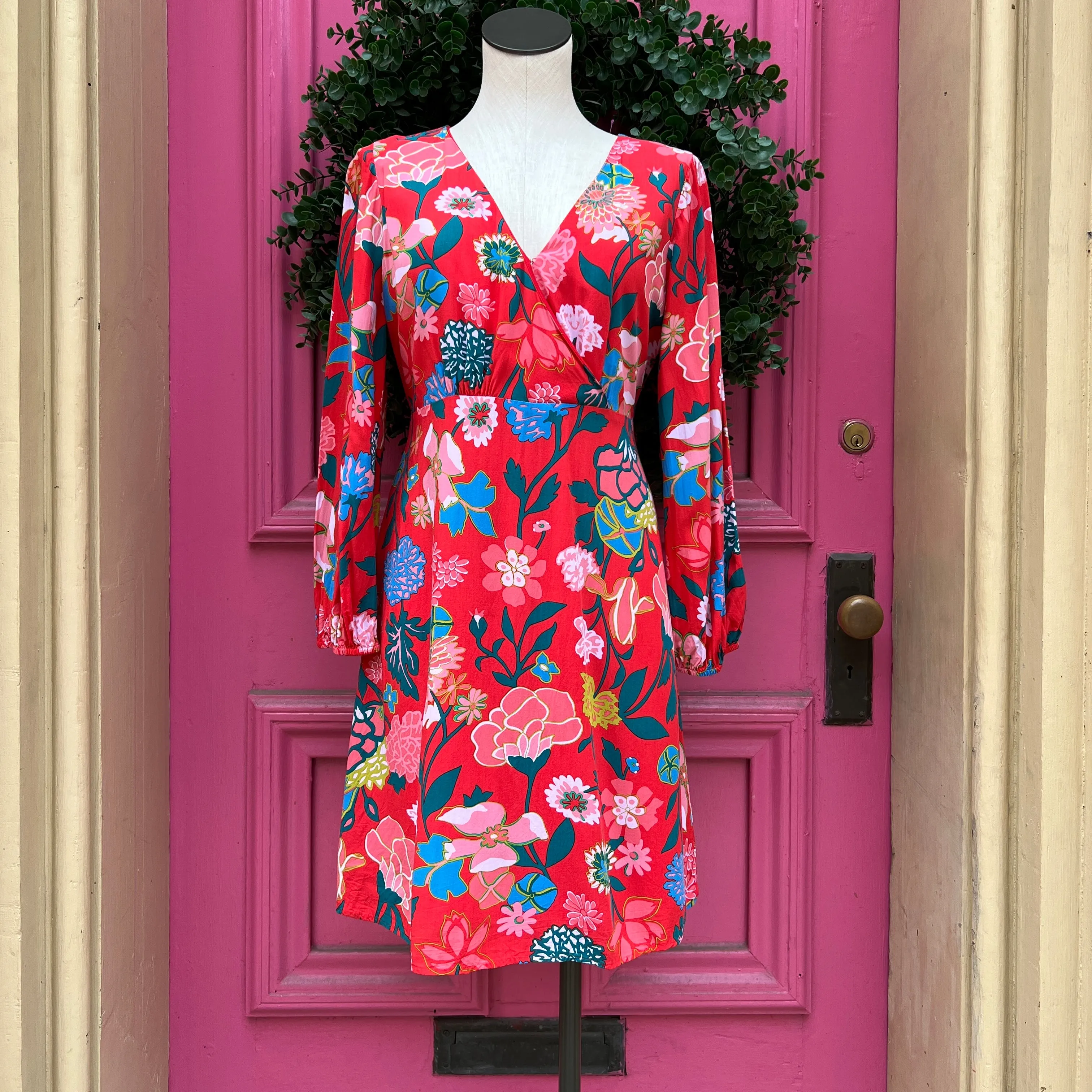 J.Crew red multi color floral dress size 12