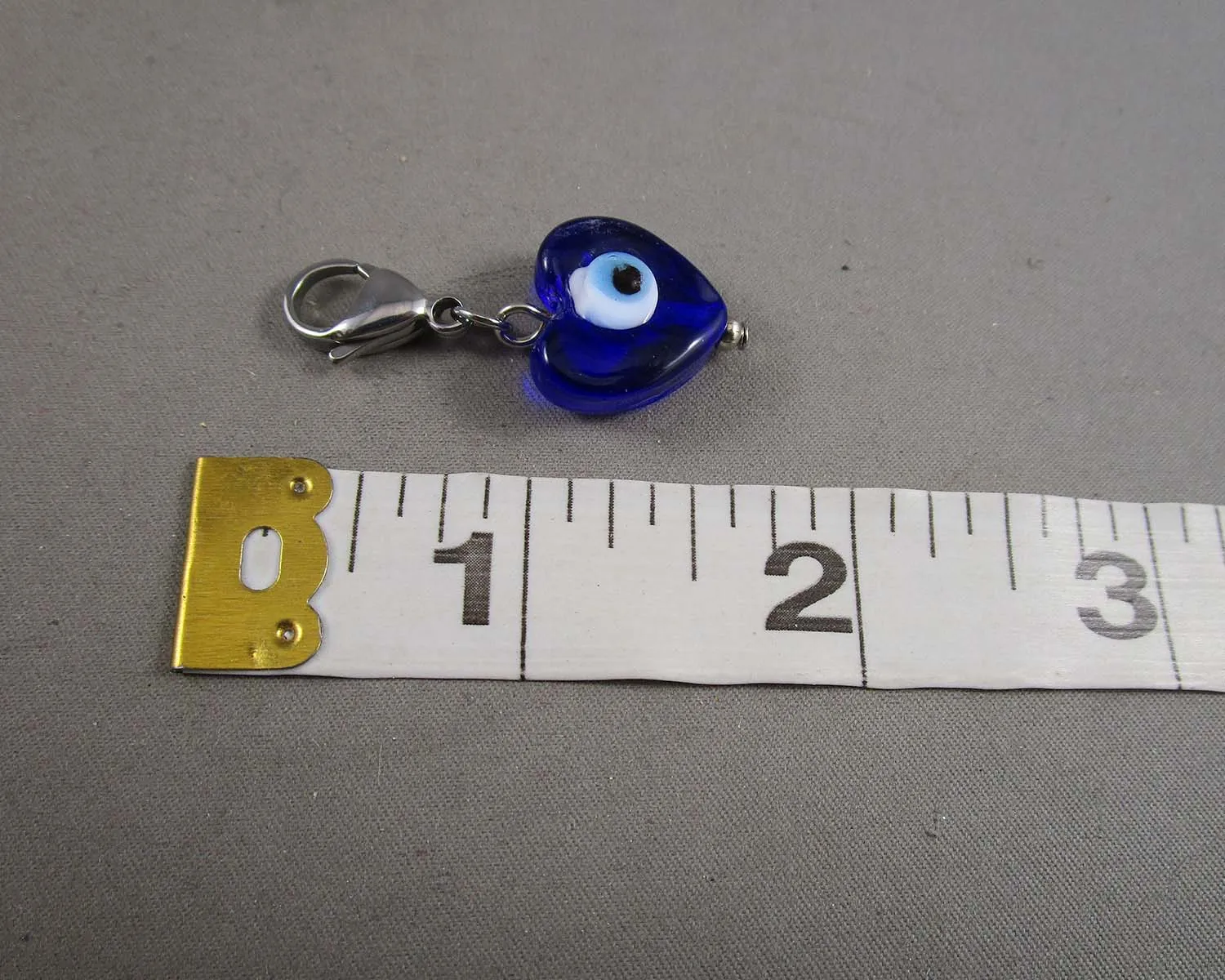 Lampwork Evil Eye Heart Protection Zipper Pull 1pc C300