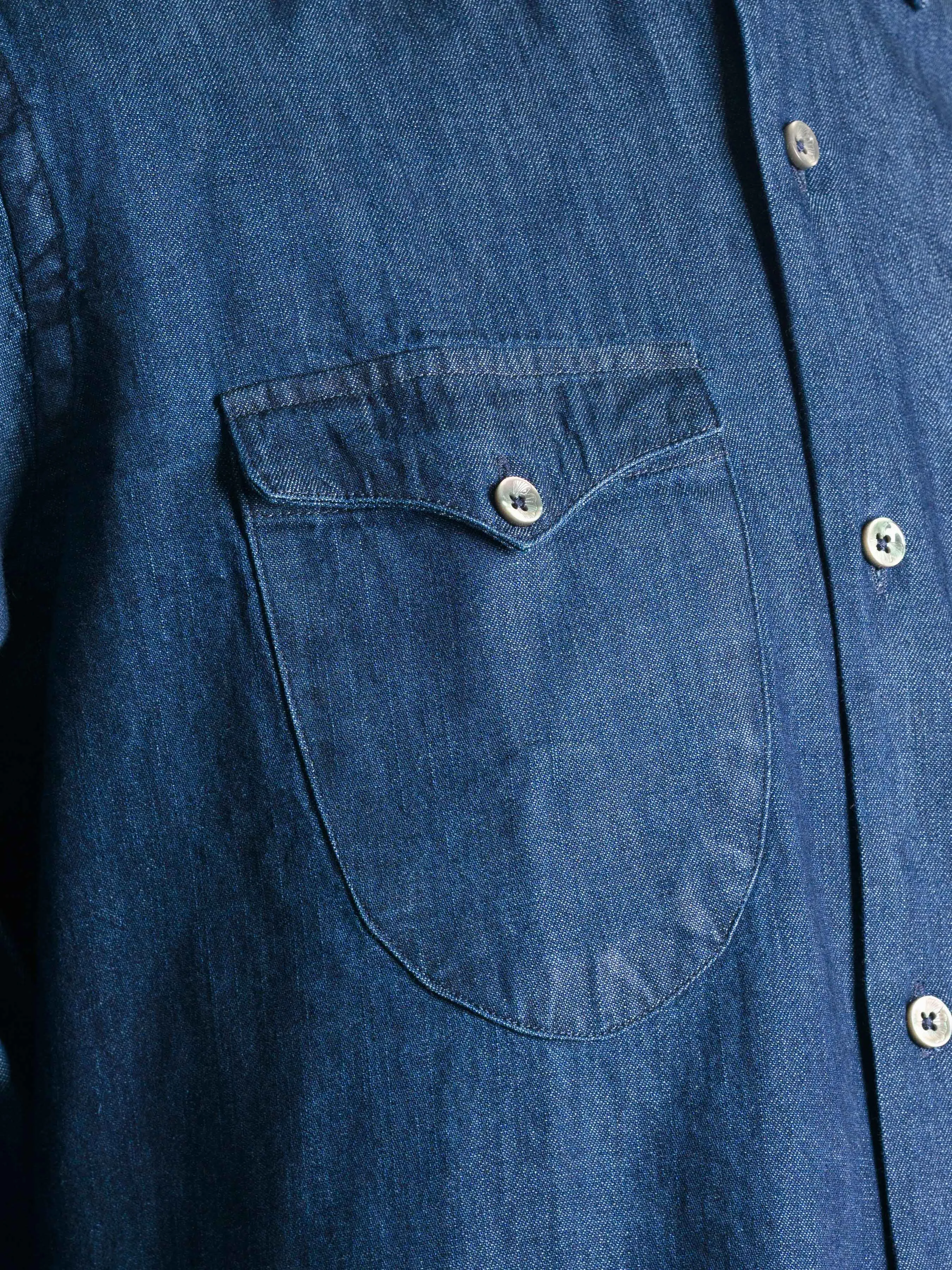 Mateo Denim Shirt - Dark Blue Windsor Collar