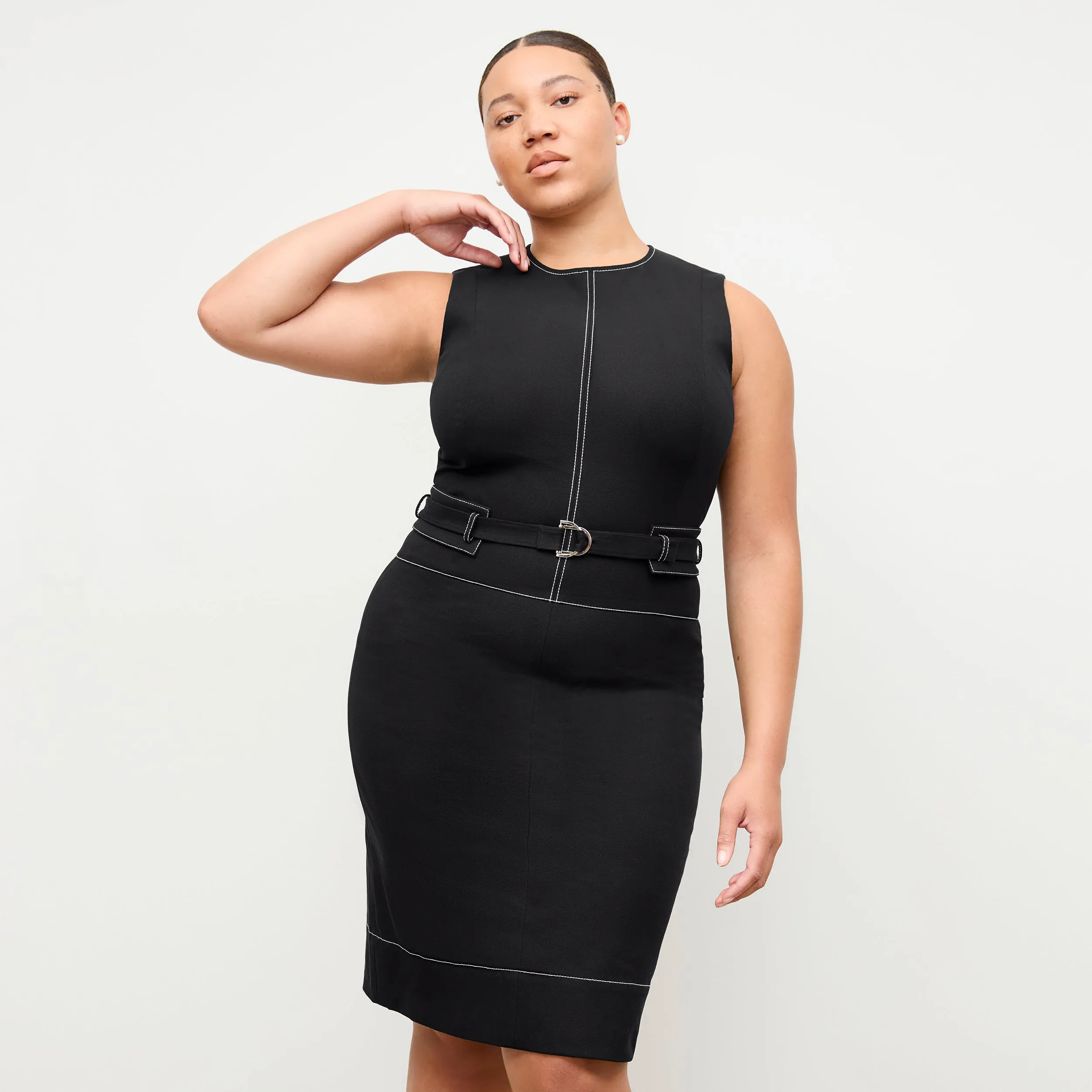 Maude Dress - Contrast Stitch Eco Better Than Denim :: Black