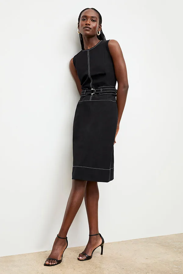 Maude Dress - Contrast Stitch Eco Better Than Denim :: Black