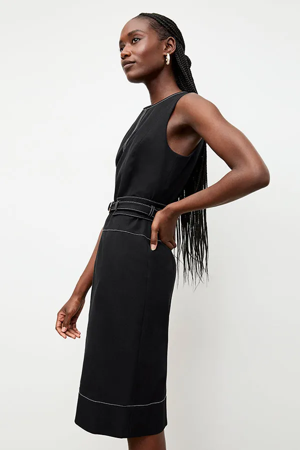 Maude Dress - Contrast Stitch Eco Better Than Denim :: Black