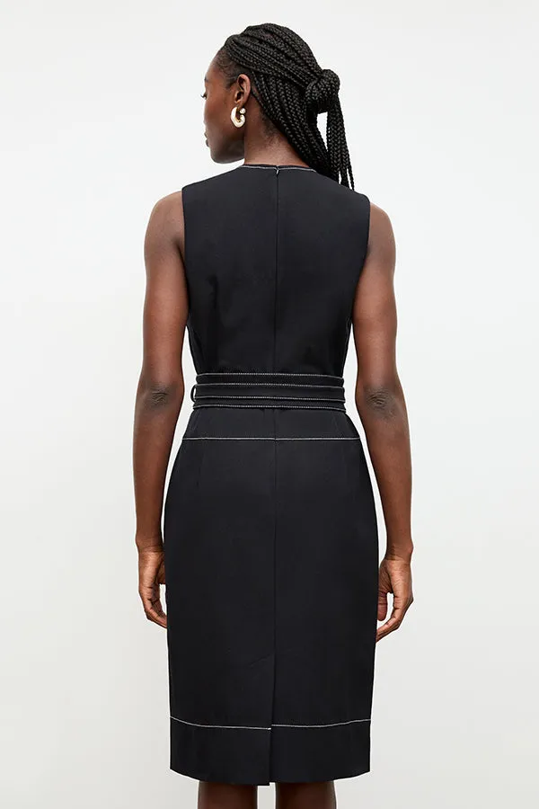 Maude Dress - Contrast Stitch Eco Better Than Denim :: Black