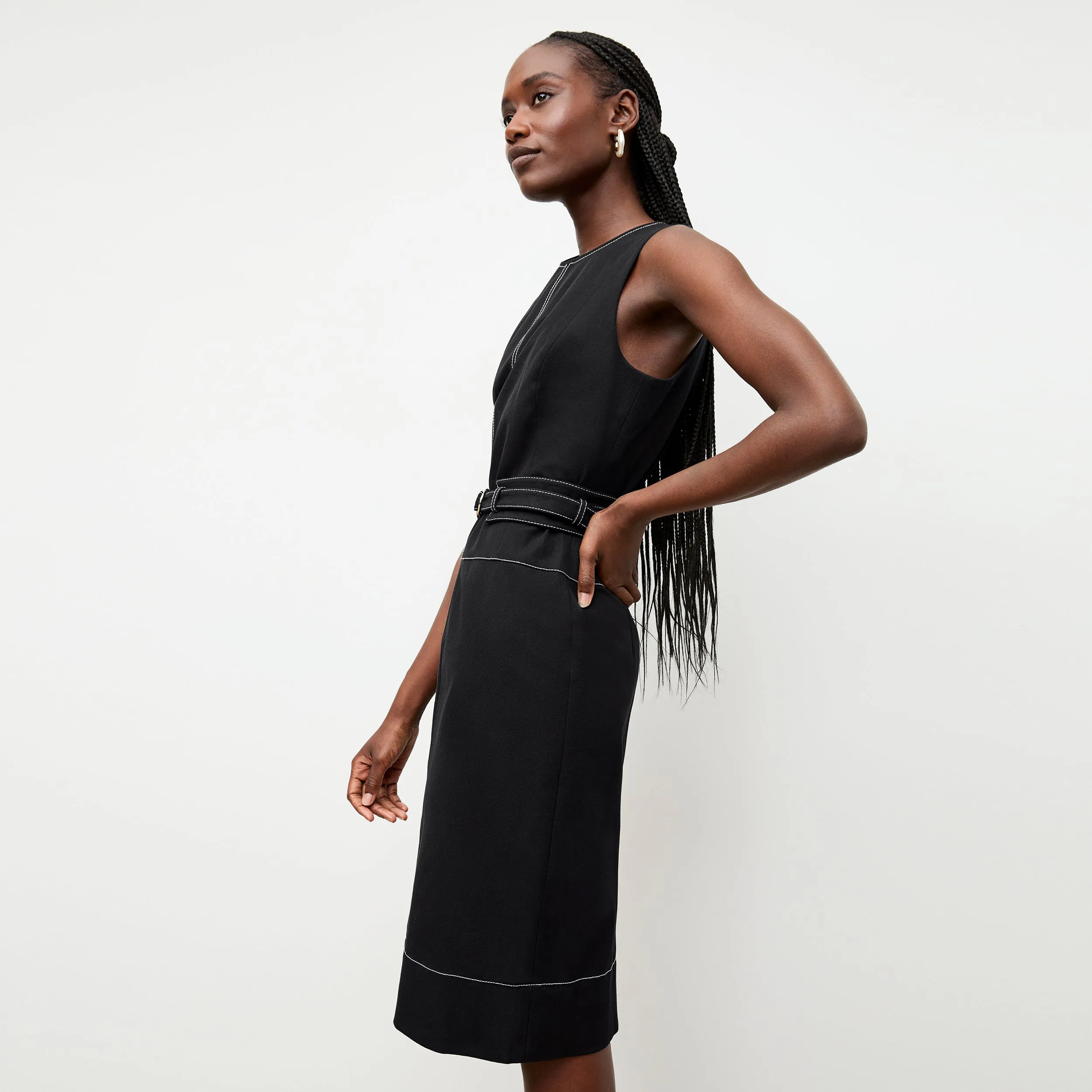 Maude Dress - Contrast Stitch Eco Better Than Denim :: Black