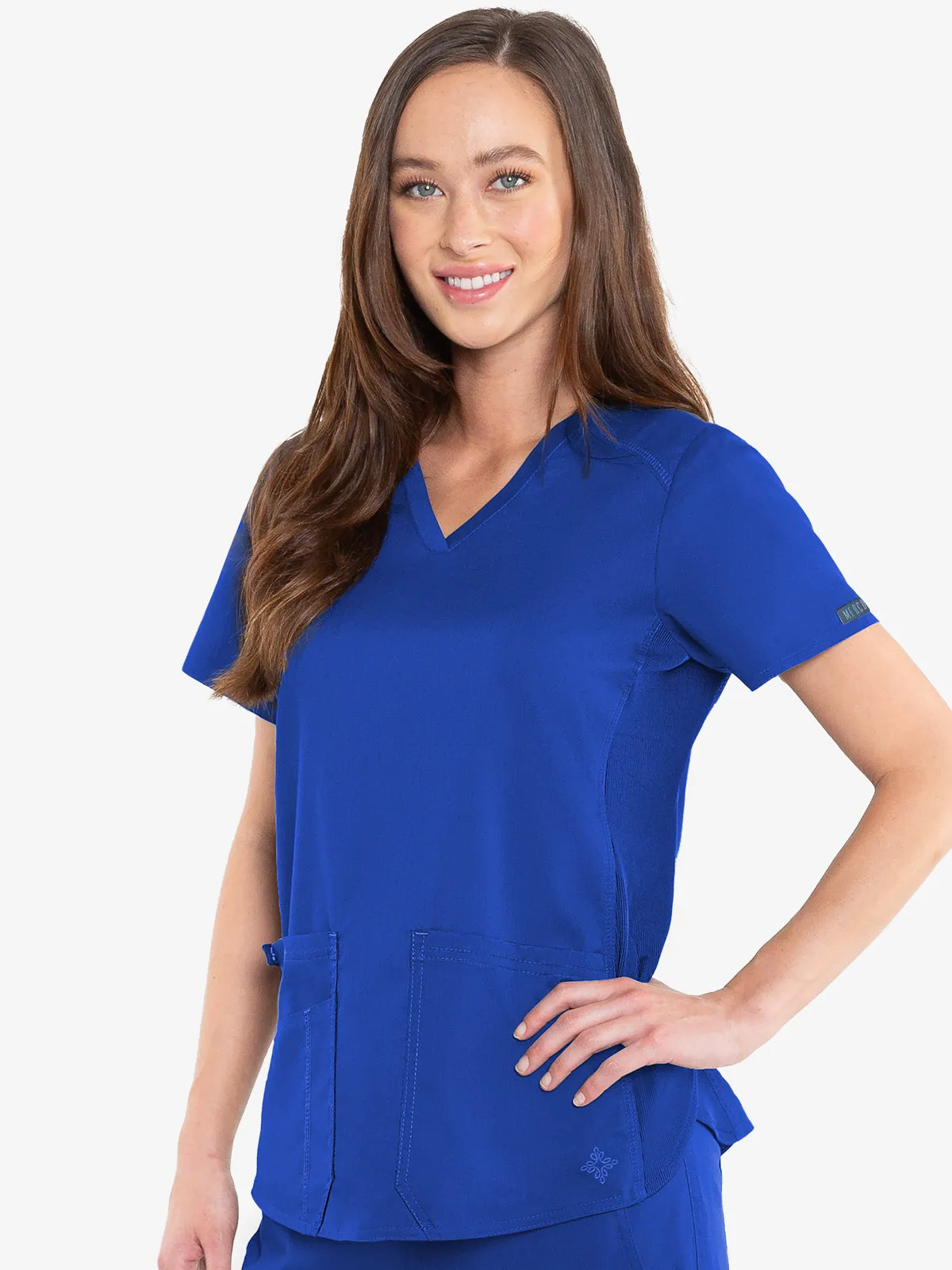 Med Couture Touch 7459 Women's V-Neck Shirttail Top