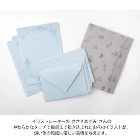 Midori Letter Set 317 Flower Color Washi Paper - Blue