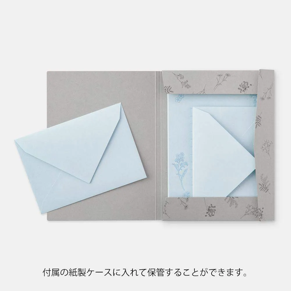 Midori Letter Set 317 Flower Color Washi Paper - Blue