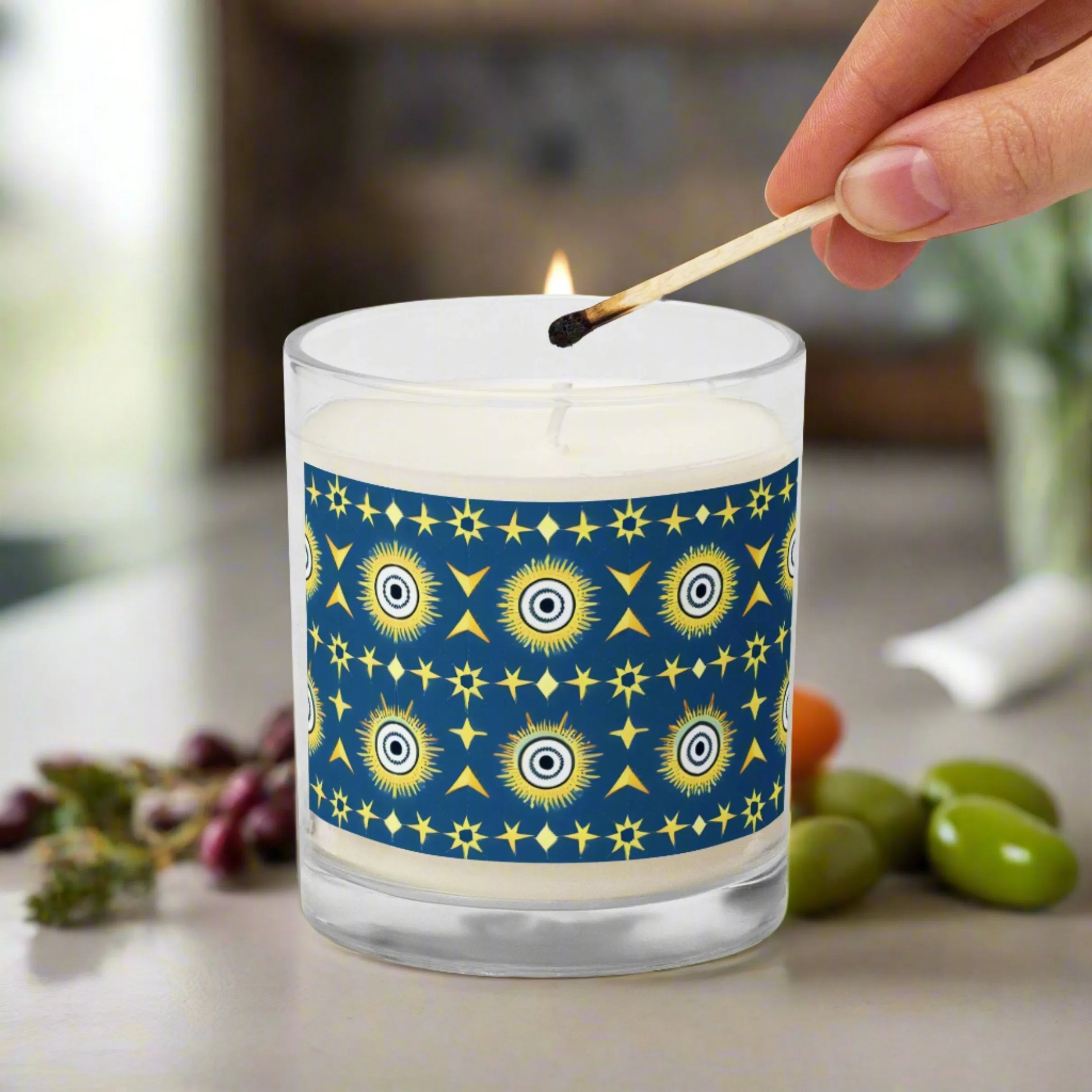 Navy & Gold Star Glass Jar Soy Candle: Illuminate Your Home in Style