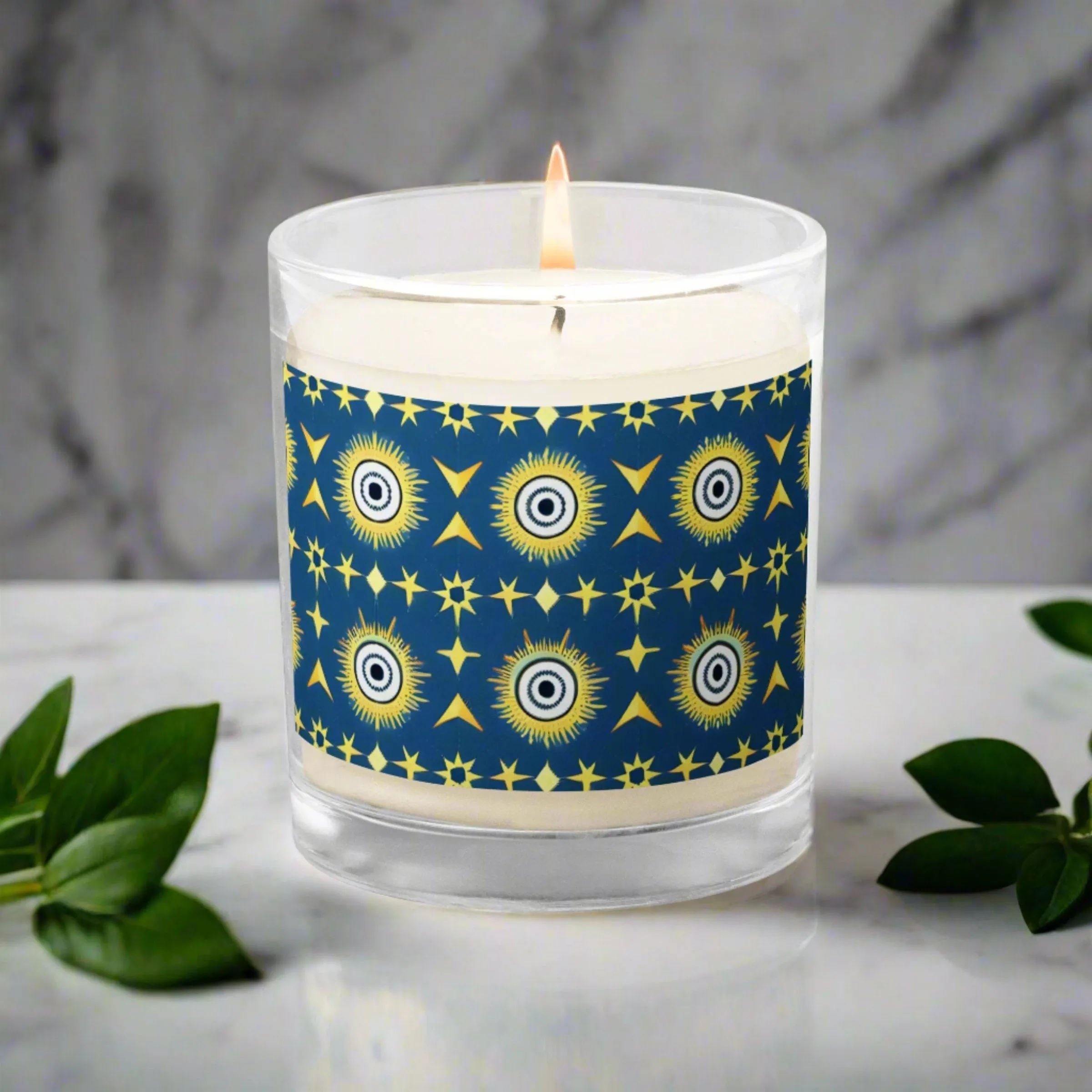 Navy & Gold Star Glass Jar Soy Candle: Illuminate Your Home in Style