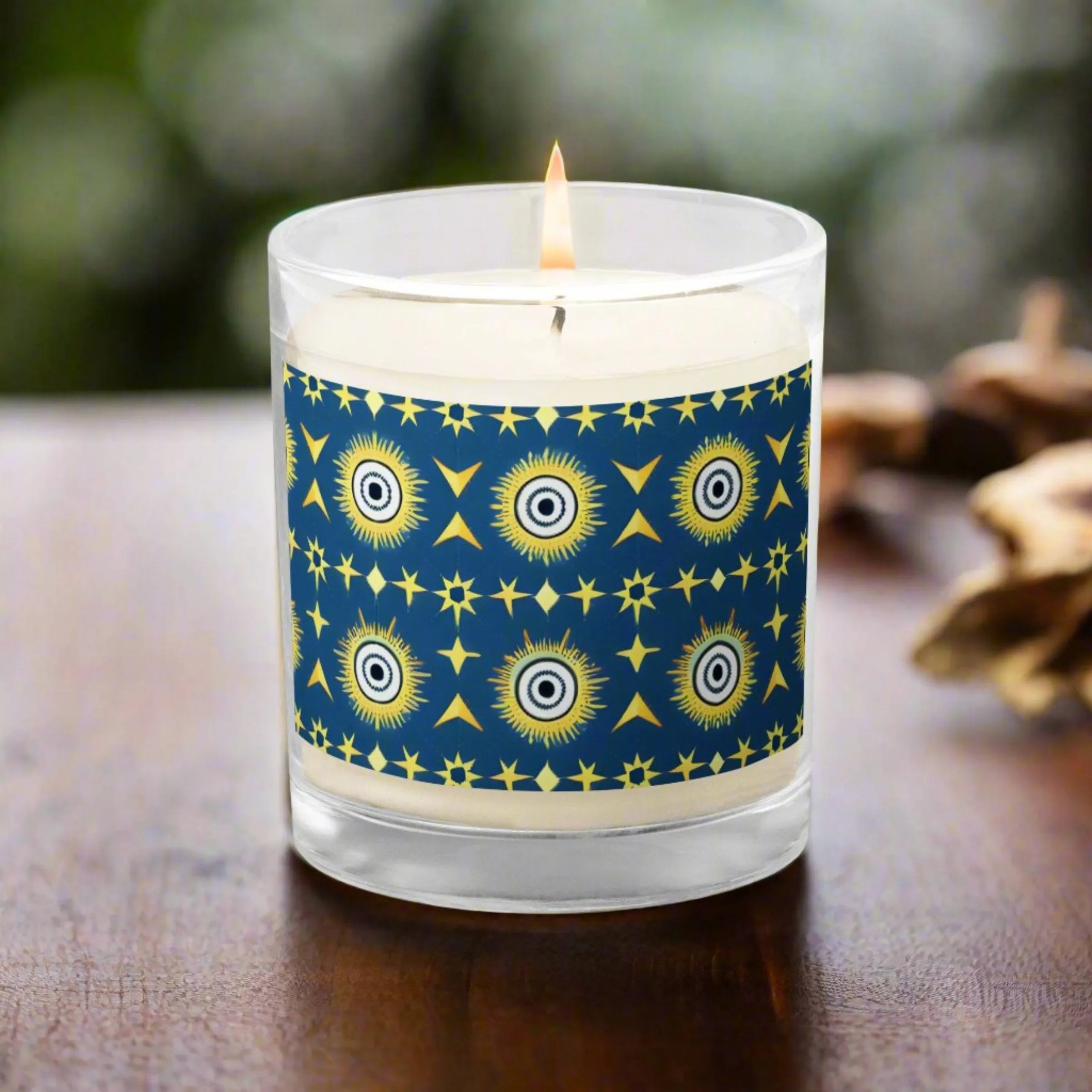 Navy & Gold Star Glass Jar Soy Candle: Illuminate Your Home in Style