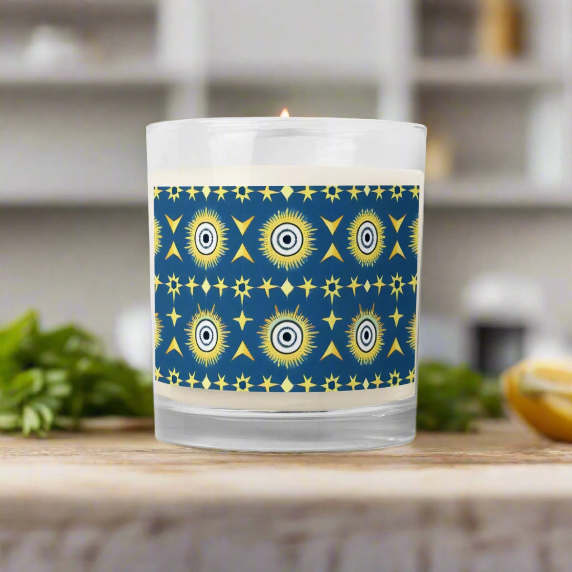 Navy & Gold Star Glass Jar Soy Candle: Illuminate Your Home in Style