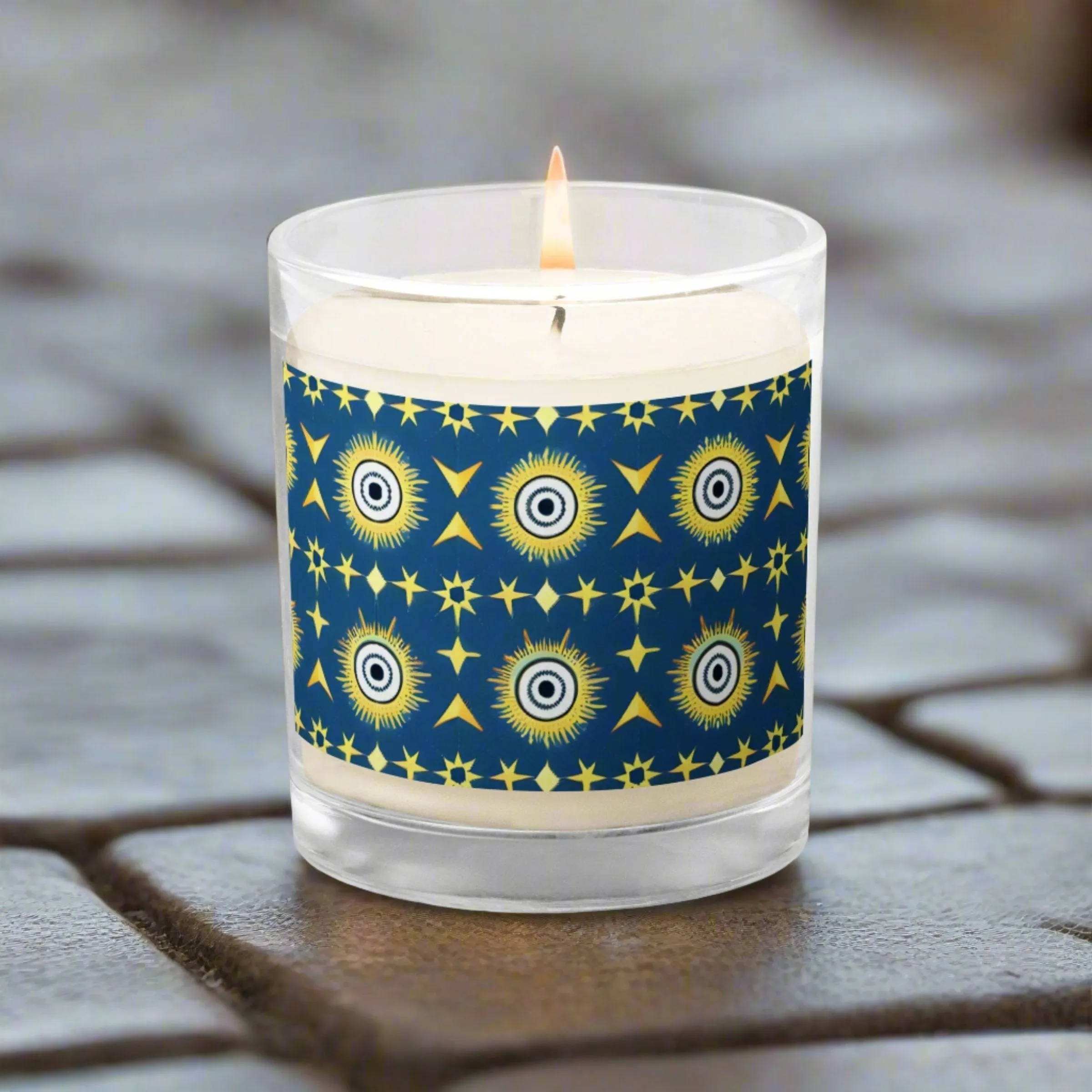 Navy & Gold Star Glass Jar Soy Candle: Illuminate Your Home in Style