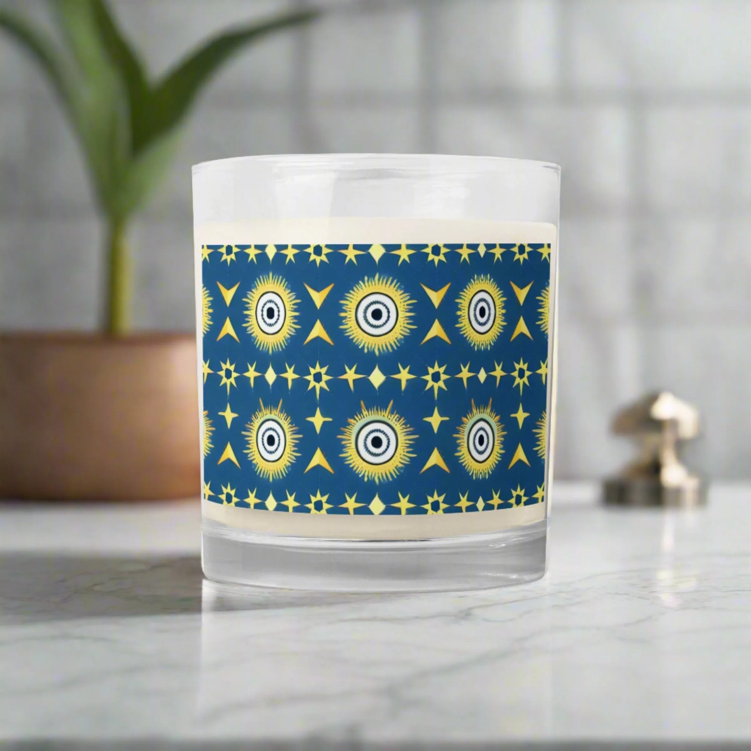 Navy & Gold Star Glass Jar Soy Candle: Illuminate Your Home in Style