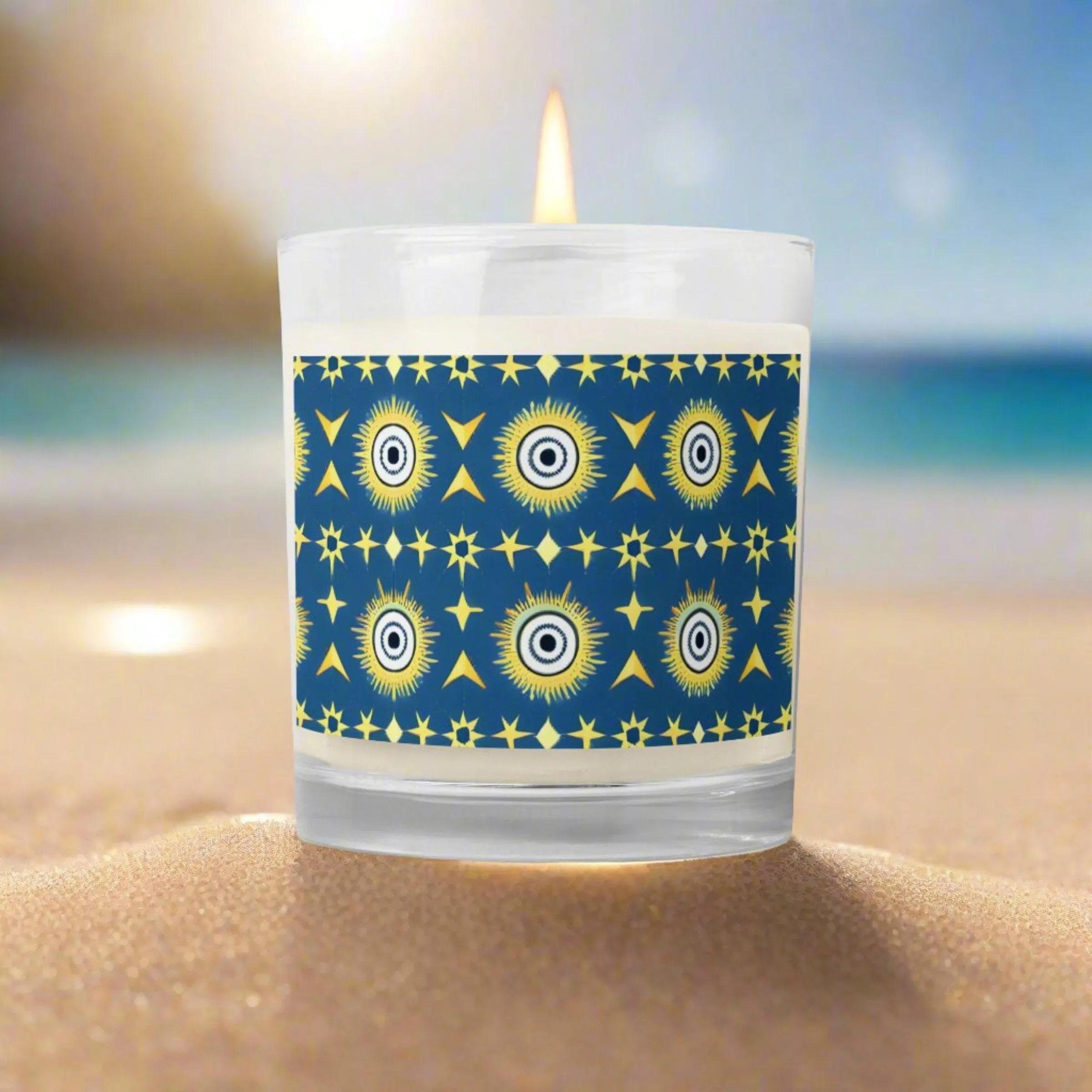 Navy & Gold Star Glass Jar Soy Candle: Illuminate Your Home in Style