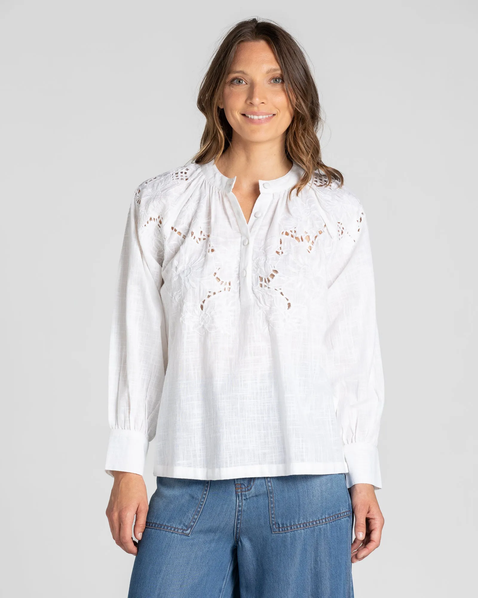 Nyra Embroidered Top - White