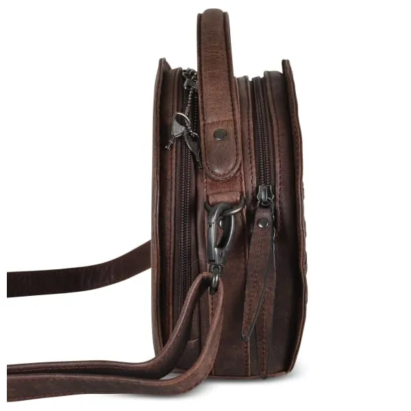 Oaklee Leather Concealed Carry Cantina Purse with Crossbody Strap