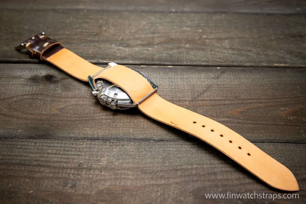 One piece Shell Cordovan watch strap. Handmade in Finland, 10-26 mm.