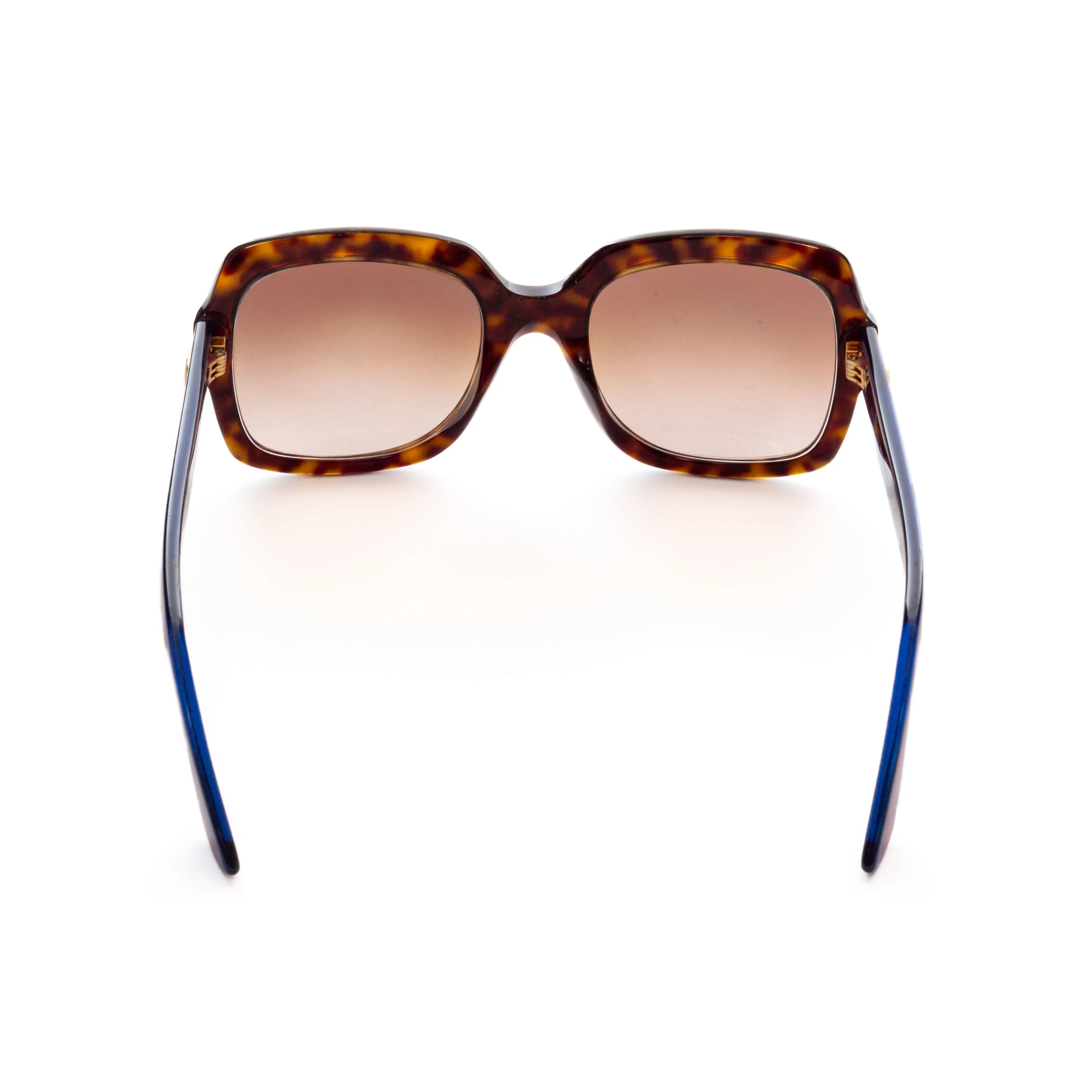 Oversize Square Havana Brown Tortoise Blue Glitter Web Stripe GG0036S Sunglasses 54mm