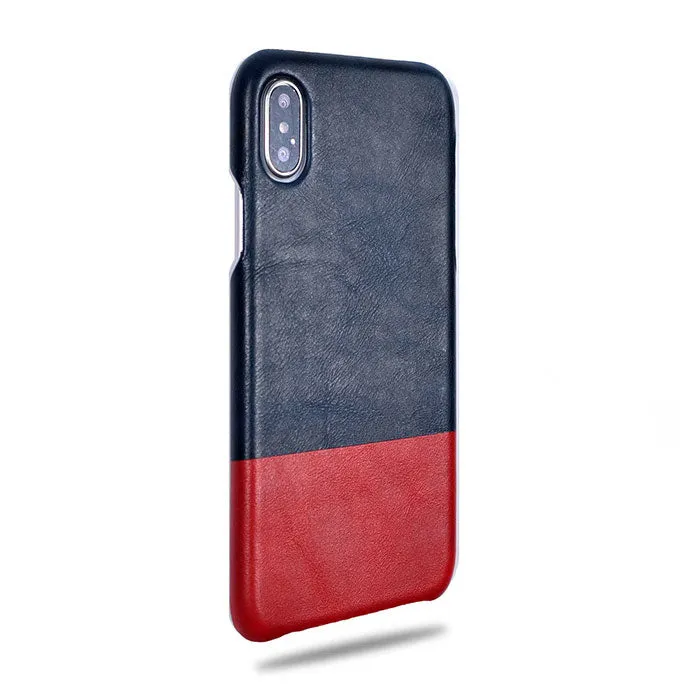 Peacock Blue & Crimson Red iPhone Xs Max Leather Case