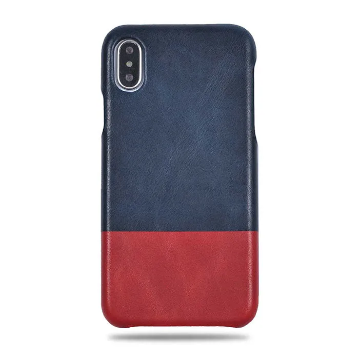 Peacock Blue & Crimson Red iPhone Xs Max Leather Case