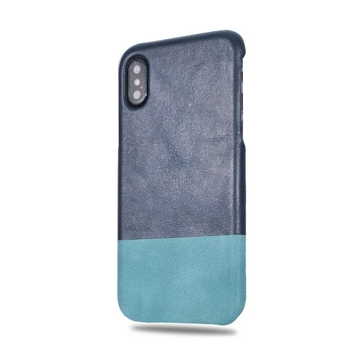 Peacock Blue & Ocean Blue iPhone Xs / iPhone X Leather Case