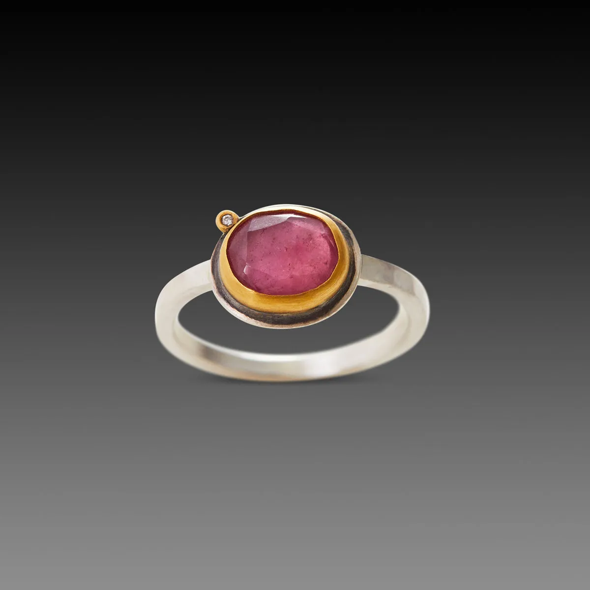 Pink Tourmaline Ring with Diamond