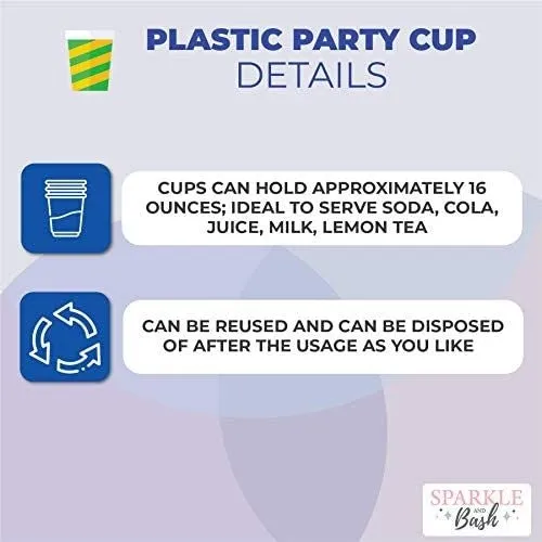 Plastic Galaxy Cups, Outer Space Birthday Party Supplies (16 oz, 16 Pack)