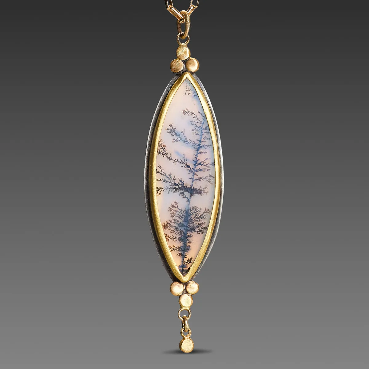 Pointed Oval Dendritic Agate Necklace