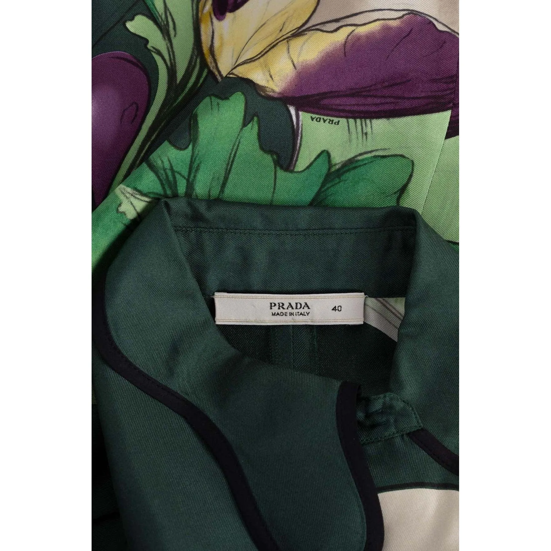 PRADA FAIRY JAMES JEAN 2008 Runway Green Print Silk Top | Size S/M