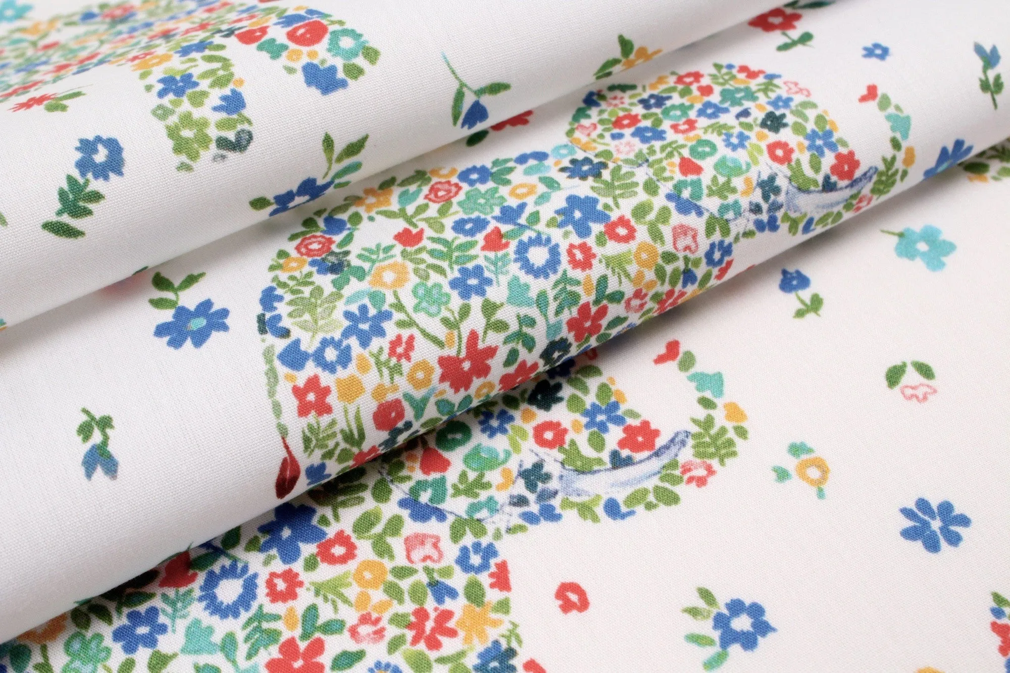 Printed Cotton Satin - Flowers and Elephants