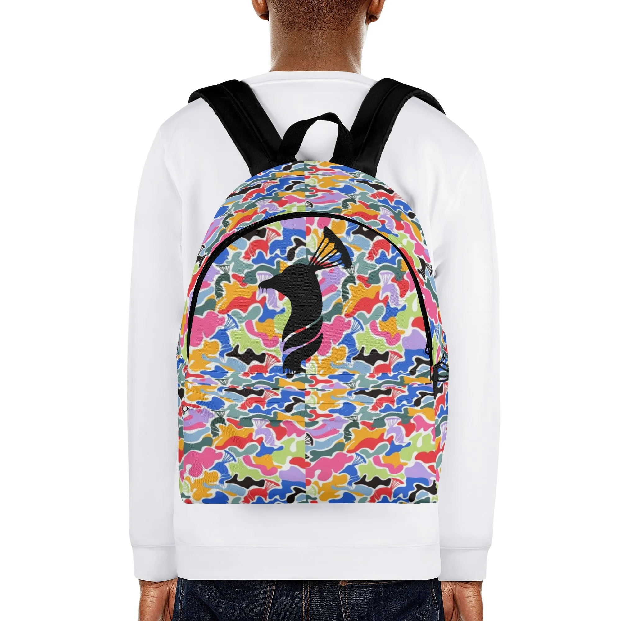 Printed   Embroidered Multi Color Camo Backpack