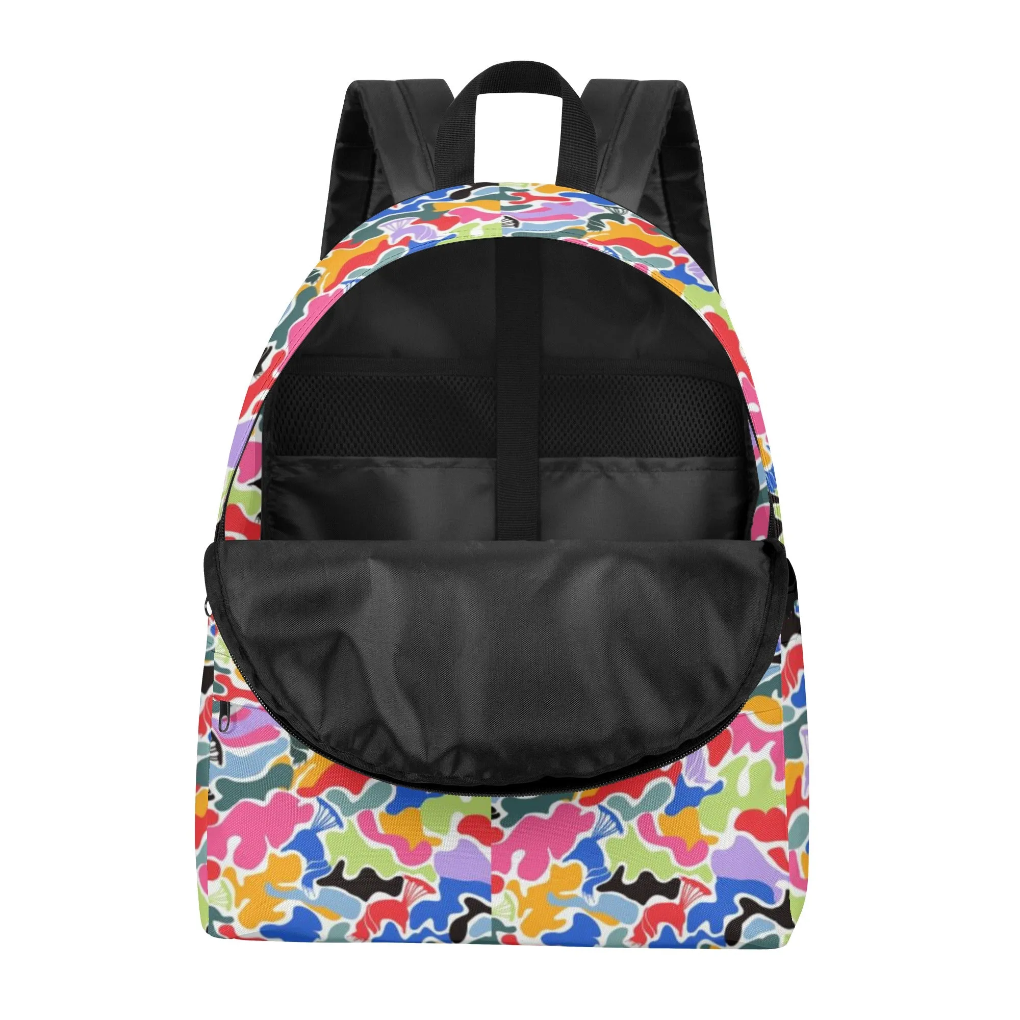 Printed   Embroidered Multi Color Camo Backpack