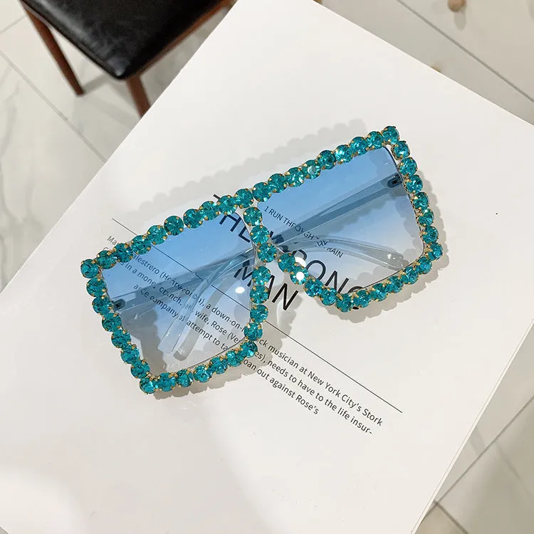 Rhinestone Square Shape Sunglasses