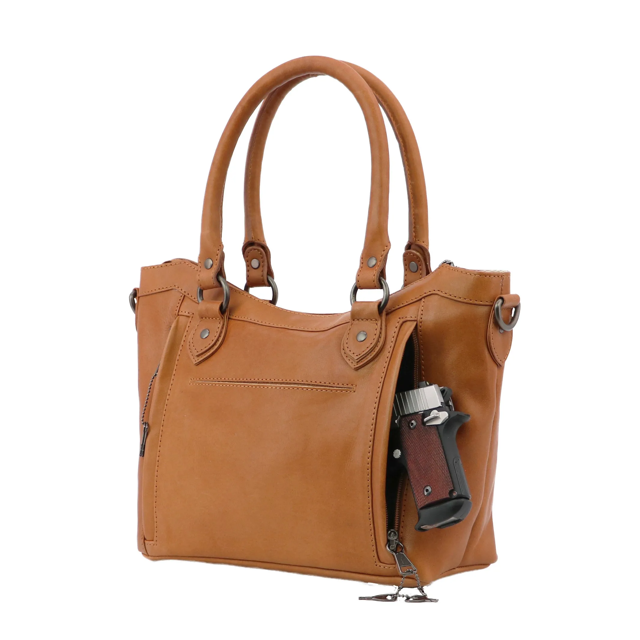 Sadie Leather Concealed Carry Satchel to Crossbody Handbag