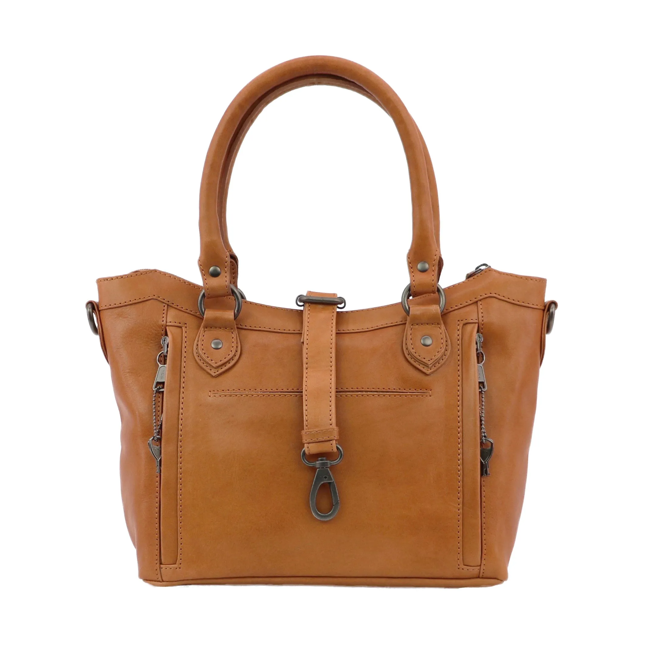 Sadie Leather Concealed Carry Satchel to Crossbody Handbag