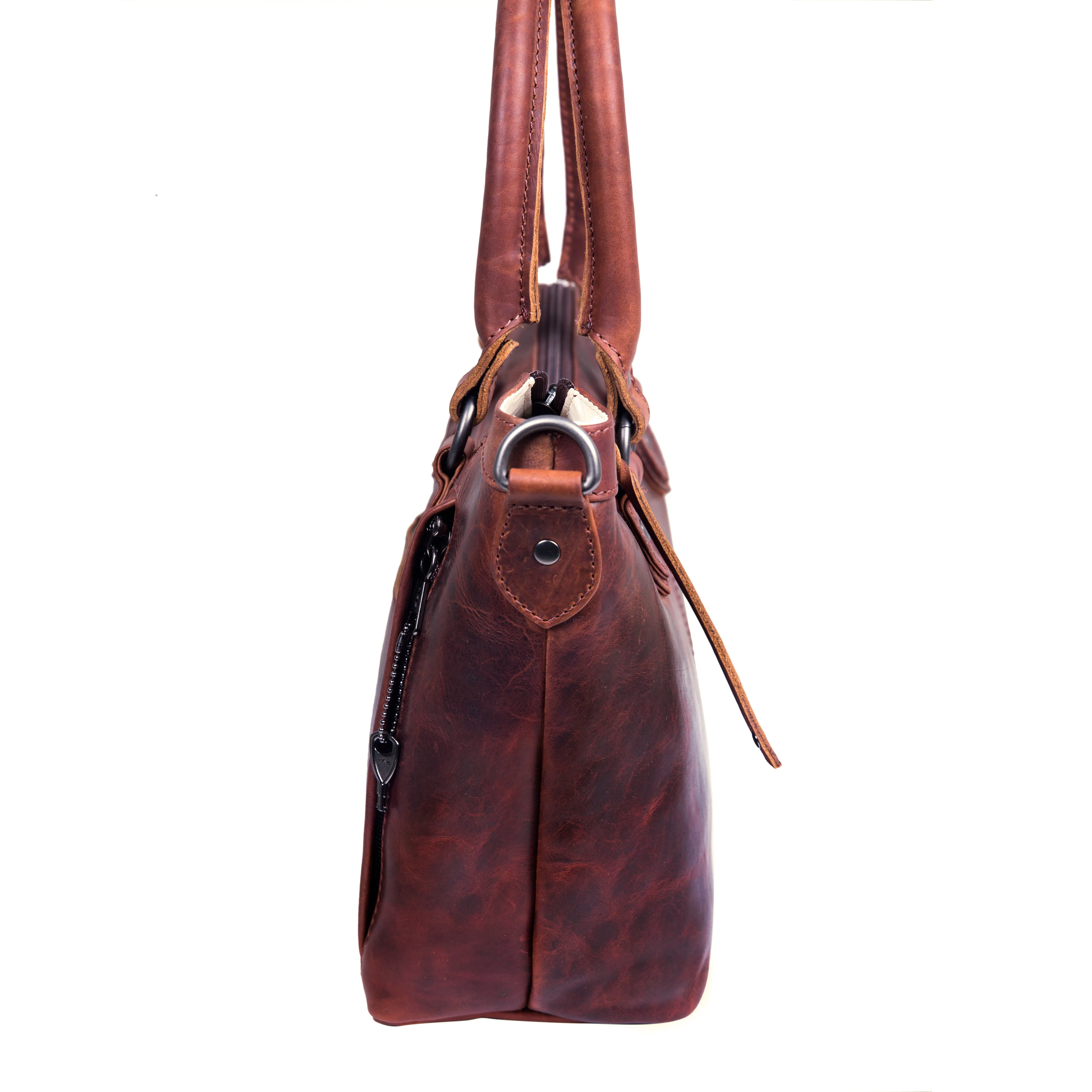 Sadie Leather Concealed Carry Satchel to Crossbody Handbag