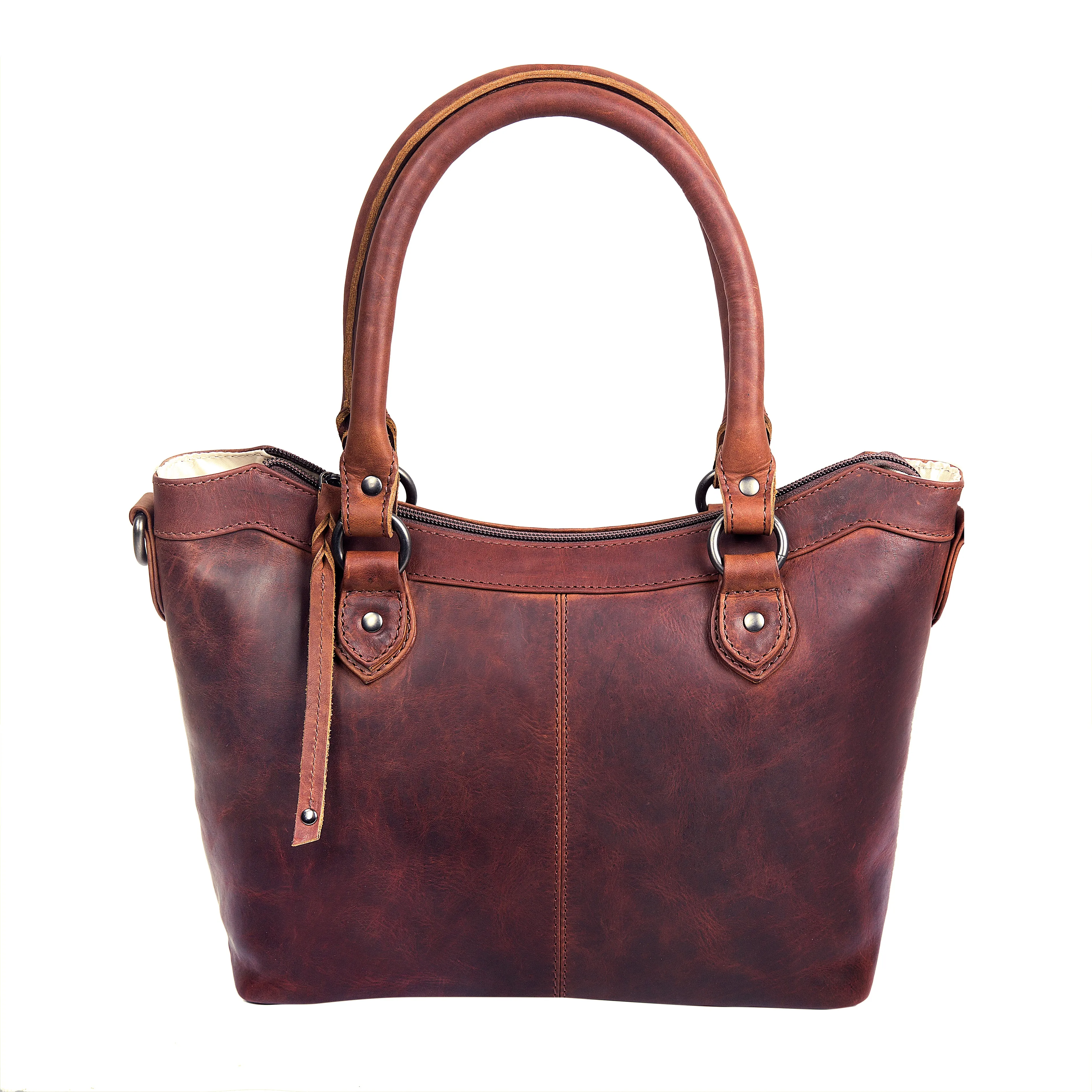 Sadie Leather Concealed Carry Satchel to Crossbody Handbag