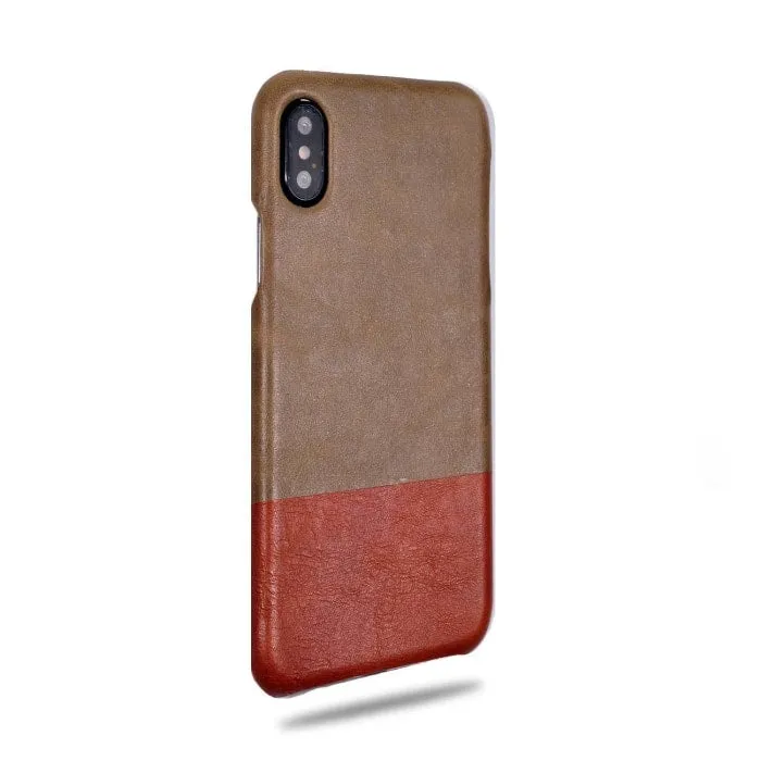 Sage Green & Walnut Brown iPhone Xs / iPhone X Leather Case