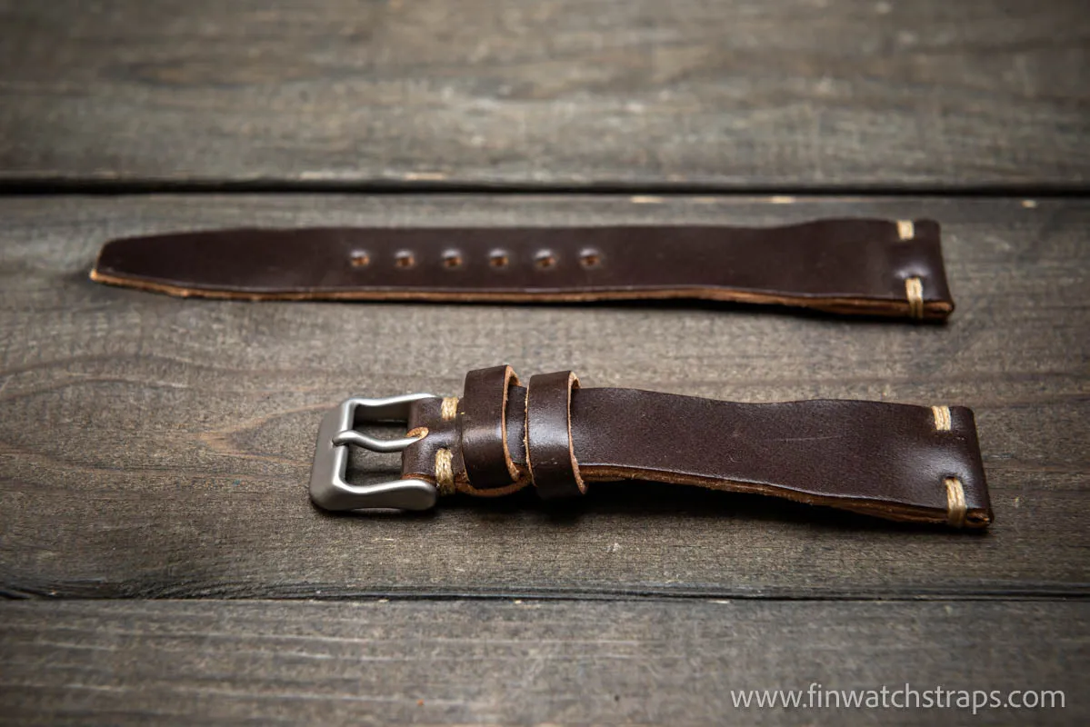 Shell Cordovan watch strap, Leather watch band, Pilot model, Handmade in Finland