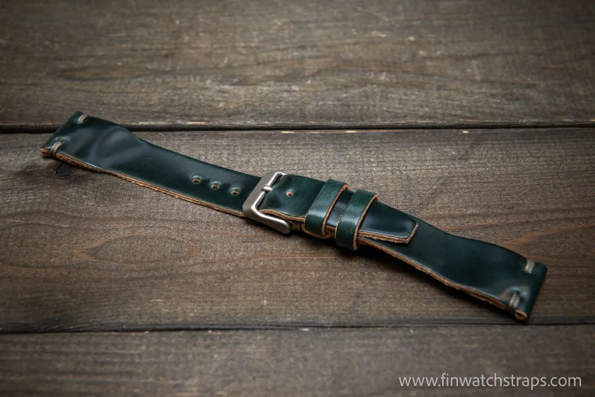 Shell Cordovan watch strap, Leather watch band, Pilot model, Handmade in Finland